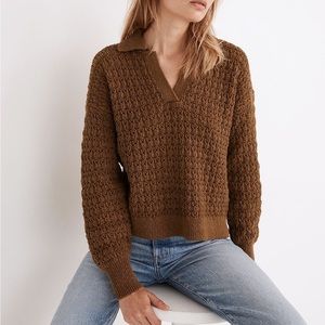 Madewell Sunbury Open Stitch Polo Sweater